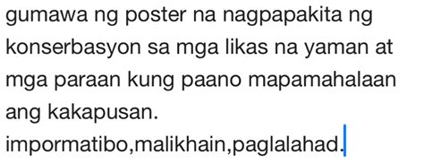 Solved: gumawa ng poster na nagpapakita ng konserbasyon sa .